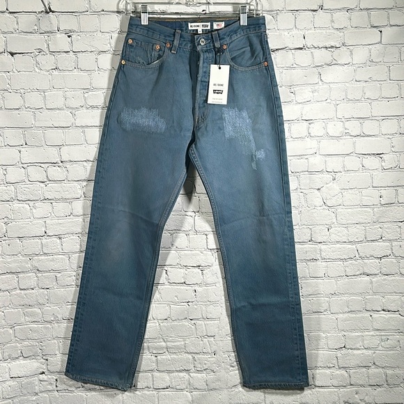 RE/DONE Levi’s Women's The 90’s Jean Relaxed High Rise Tinted Steel Blue Size 25 - Picture 1 of 16